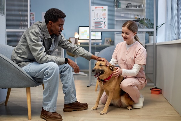 Vet techs with pets